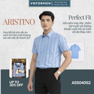 Áo sơ mi ngắn tay nam ARISTINO phom Perfect Fit suông nhẹ vải mềm mát ít nhăn (Size 38) ASS040S2