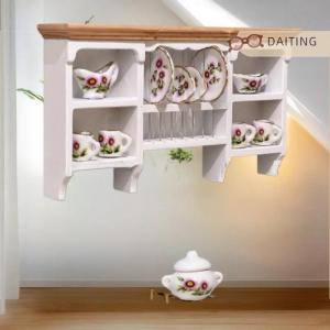 DAITING 1 cái 1 12 Dollhouse gỗ lưu trữ Kệ thu nhỏ đồ nội thất tường treo tủ cho Nhà búp bê phòng ăn trang trí