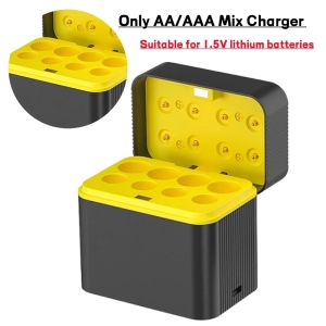 OKKFINE Intelligent Flip-top Lithium Battery Charger 1.5V AA/AAA 8 Slots Battery Charging Case Portable Fast Charging 1.5V Lithium Battery Charger For 1.5V AAA/AA Lithium Batteries