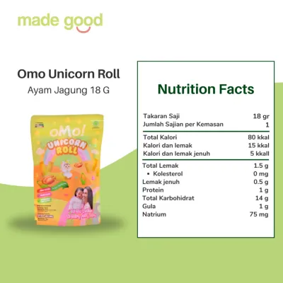 OMO! Unicorn Roll - Snack Healthy Baby untuk Bayi Sehat 18 gram