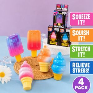 Stress Relief Squishy Toy Ice Cream Popsicle Fidget Squeeze Soft Silicone Gradient Color Kawaii Desk Decor Gift