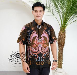 Baju Kemeja Batik Pria Dewasa Mewah 2025 Terbaru Lengan Pendek Katun Premium Reguler Fit Motif Burung Hong
