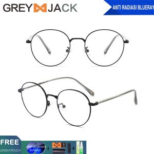 Grey Jack Kacamata Antiradiasi Blueray Style Retro Metal+TR90 Bisa Minus Fashion Wanita dan Pria Terbaru 88063
