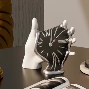 xpkQ Modern Abstract Geometric Table Clock Melting Luxury Office Figurines Desktop Clock Bedroom Stylish Decorative Home Decor 3M8Q4