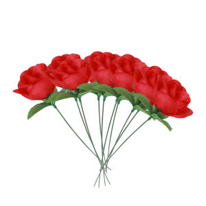 10ชิ้นดอกกุหลาบโรแมนติกดอกไม้ปลอม DIY สีแดงสีขาวดอกไม้ปลอมสำหรับปาร์ตี้การตกแต่งงานแต่งงานในบ้านวันวาเลนไทน์