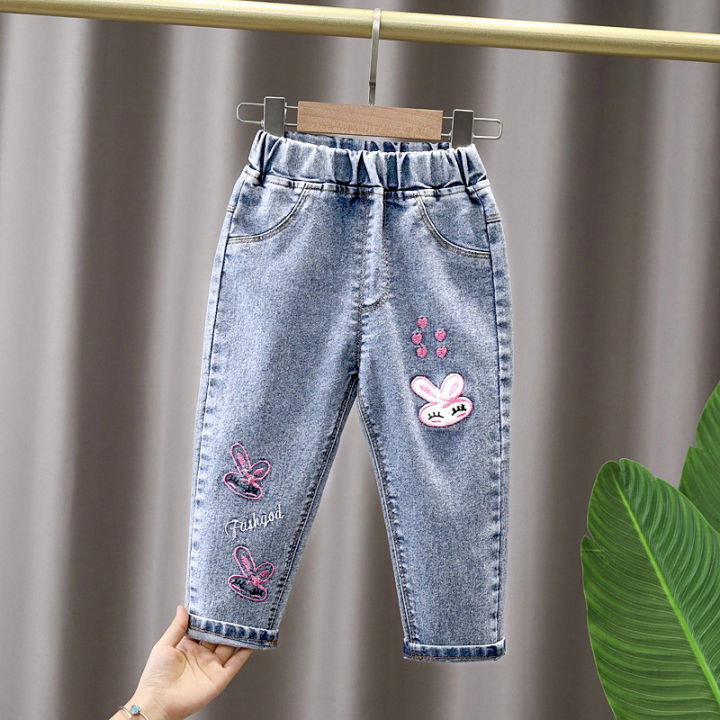 DIIMUU Spring Summer Fashion 1-7 Years Girls Jeans Kids Denim Trousers ...