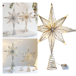 Christmas Tree LED Star Tree Toppers Operated Treetop Decoration Christmas Decoration String Ornament New Year
