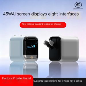 45W Screen Display Fast Charger GaN Charging Head for Apple Laptop and iPhone AI Fast Charging