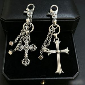 Ćhřomę & Ĥeaŕts S925 Silver Hip-hop Street Creative Design Cross Element Sieve Chain Style Keychain