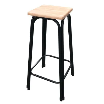 เก้าอี้บาร์ ไม้ยางพารา ขาเหล็ก สูง75cm.(C75)ขาดำ