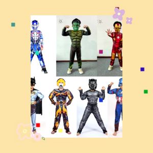 superhero 3D costume with muscle +mask 4yrs to 10yrs old