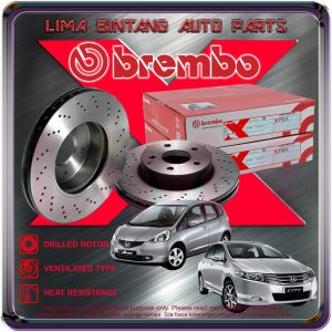 Honda City GM3 TMO  Jazz GE TFO Front / Rear Drilled Sport Brake Disc Rotor 1Pair [ BREMBO XTRA ] 2009-2013