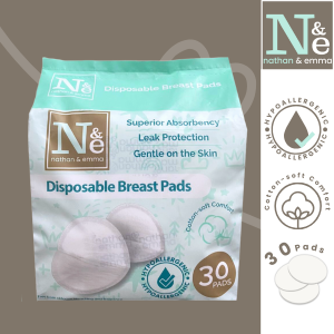 Nathan & Emma Disposable Breast Pads | 30 Pads | Breastfeeding Essentials