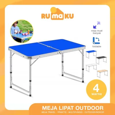 WAJIB PUNYA RUMAKU MEJA JUALAN LIPAT PORTABLE SERBAGUNA LUBANG TENGAH PAYUNG TENDA OUTDOOR CAMPING FREE 2 KURSI