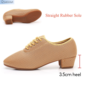 รองเท้าเต้นรำละตินสำหรับผู้หญิงพื้นนิ่มรองเท้าเต้นรำใช้ได้ทั่วไปสำหรับผู้หญิงการเต้นรำที่ทันสมัยสำหรับผู้ใหญ่รองเท้าเต้นรำตาข่ายกลางแจ้งมาตรฐานระดับประเทศ