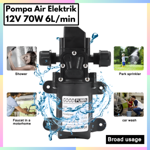 FAST DELIVERY GOODPUMPS Pompa Air Elektrik Mini Tekanan Tinggi Diaphragm Pump Screw 12V 70W 6L/min