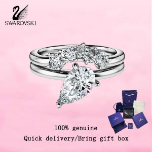 💎 Swarovski 💎 Womens fashion Ring Gold plated S925 Sterling Silver Set (2) White Stone Mixed Cut 5688854 Galaxy Ring Valentines Day gift Birthday gift