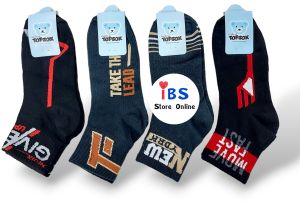 โปรพิเศษเฉพาะคุณเท่านั้น+++(พร้อมส่ง) Topsox  ถุงเท้าข้อกลางสีทึบคละลายให้ ยกโหล 12 คู่