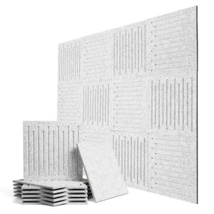 BEIYIN 12 Pcs Self-Adhesive Acoustic Panels 30X30X0.9CM Studio Sound Proofing Panels Noise Sound Insolation Board Sound Absorbing Tiles Wall for Home Office KTV