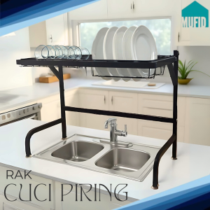 Rak Piring Dapur Stainless Steel Anti Karat jamur apek Penyimpanan Rak Pengering Piring Rak Mangkuk Wastafel Stainless Steel Hitam Peralatan Dapur Kokoh Kuat