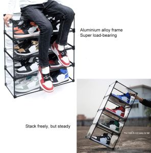 【One Cat Shop】1Pc New Full Transparent Shoe Box Acrylic Shoes Storage Dust Proof Display Sneakers Box Organizer Can Be Stacked Plastic Container
