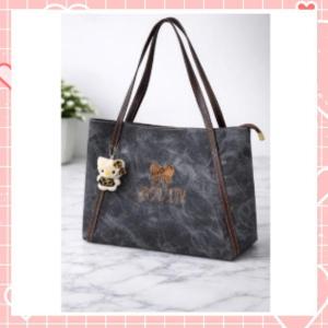 Túi xách nữ công sở túi tote da loang thời trang thêu nơ thêu chữ kèm charm K334