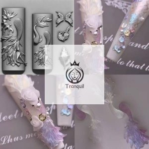 1PC Silicone Nail Mold Mermaid Tail Shell Templates For Nails Jewelry Crafts Retro Music Sweet Cool Punk Transparent Nails Mold H260729