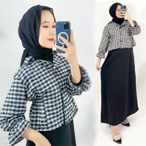 FLANETA SET ROMPI KOTAK DAN INNER DRESS WANITA GL FASHION