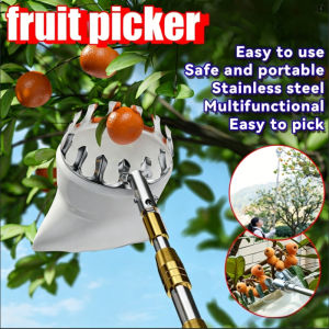 Fruit Picker with Basket Portable Fruits Picker Altitude Picking Stainless Steel Multifunctional gardening tools