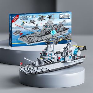 Kids toys Building Block kids toys 1560pcs guided missile destroyer 70+cm large modle gift for kids