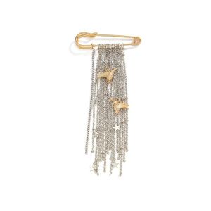 UNIITY Metal Craft Flying Bird Star Brooch Bird Star Pendant Ins Style Metal Chain Lapel Pin Lapel Accessory Creative Design Tassel Pendant Pin Suit Decoration