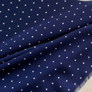 Lụa Cát Mỏng Nền Xanh Chấm Bi Trắng Nhỏ - Mỏng Vừa Không Lộ Khổ 1m48 Không Giãn - May Áo Kiểu