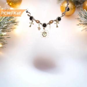 【PCWFKef】 Sang Trọng Cổ Điển Rhinestone Chuỗi Giả Ngọc Trai Chuỗi Vòng Cổ Cho Phụ Nữ Punk Chữ Thập Mặt Dây Chuyền Choker