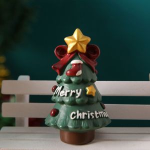 DEEPWHISPER Resin Santa Claus Landscape Ornaments Miniatures Animal Santa Claus Snowman Christmas Anmail  Miniature Figurine Cute DIY Cartoon Snowman Car Decoration Car Accessories