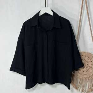 Kemeja Wanita Linen Pocket - Oversized Linen Shirt - Atasan Wanita - Korean Style - Terbaru