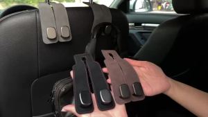 1 Pack Black Leather Car Headrest Hooks Purse Bag Storage Holders for Car Seats
