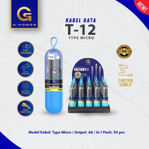 G-POWER T-12 KABEL DATA FAST CHARGING DATA CABLE MICRO / TYPE C / IPHONE GARANSI RESMI