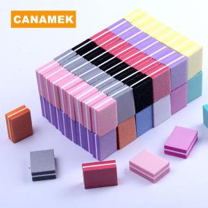 【CANAMEK】 50PCS Mini Nail Sponge Files Buffer Block Buffing Sanding 100 180 Grit Double-sided Pedicure Tool For Gel Polish Manicure Supply