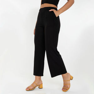 Morning Clothing Jean Black Flowy Wide Leg Summer Beach Cotton Square Pants For Women [XS S M L XL size]