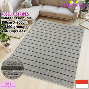 Tren-D-rugs Karpet stripes garis line alas lantai ruang tamu tidur permadani bulu salur minimalis anti slip 150 cm x 200 cm - NMs