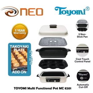 TOYOMI Multi Functional Pot MC 8201 Multi Cooker with 3 in 1 Non-Stick Cooking Pot (BBQ Hotpot and Steamer)