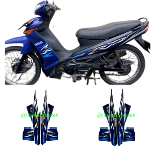 STIKER STRIPING LIST LES BODY MOTOR YAMAHA VEGA ZR 2009 HITAM-BIRU 1SET STANDAR