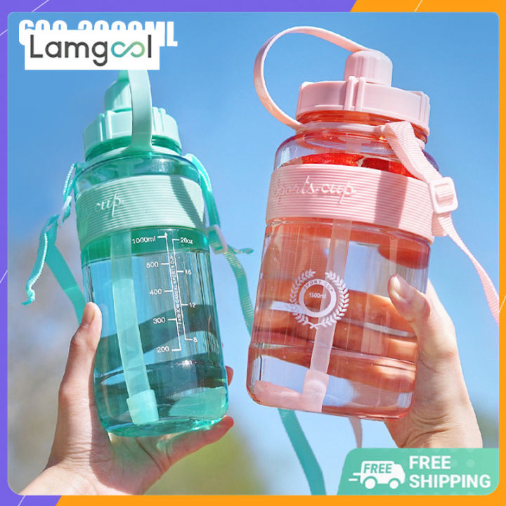 Ready stock 600ml-2000ml botol air viral Outdoor Fitness Sports bottle ...