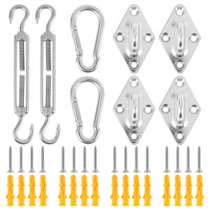 304 Four Corner Sunshade Sail Hook Fittings 5mm Stainless Steel Rhombic Clasps Hardware Kit
