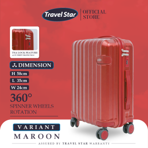 Travel Star Polycarbonate (PC) TNL025 Korean Style Hardcase Luggage Quality Luggage Smooth Double Wheels with Lock