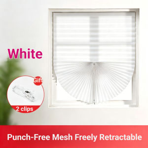 Self-Adhesive Blackout Blinds Pleated Curtains 5 Sizes 60-120cm No Drill Window Shades for Bathroom Office Door