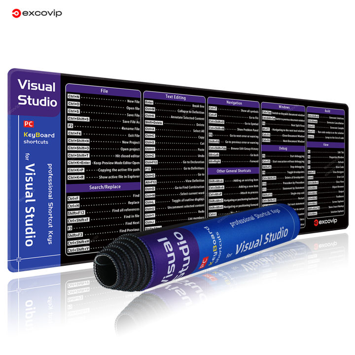 EXCO Programing Mouse Pad for Visual Studio Large Shortcuts Cheat Sheet ...