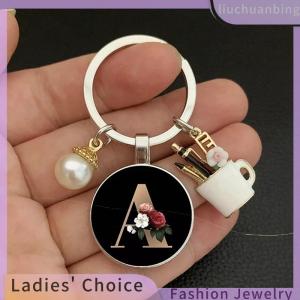 [COD] liuchuanbing Jewellery A-Z Letters Elegant Imitation Key Chain Charm 26 Letters Key Ring