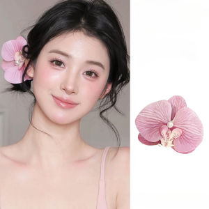 Artificial Flower Design Butterfly Orchid Colorful Hair Clip All-match Duck Billed Clip High-end Flower Hair Accessories Works for any hairstyle