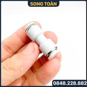 Nối Nhanh Khí Nén PU Hai Đầu Cắm Ống STNC YPU Ống 4 6 8 10 12 16 - Màu Trắng